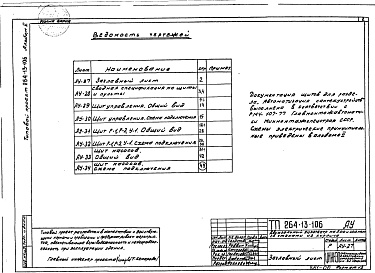 Состав альбома. Типовой проект 264-13-106Альбом 5 Автоматизация сантехустройств. Задание заводу-изготовителю на щиты управления