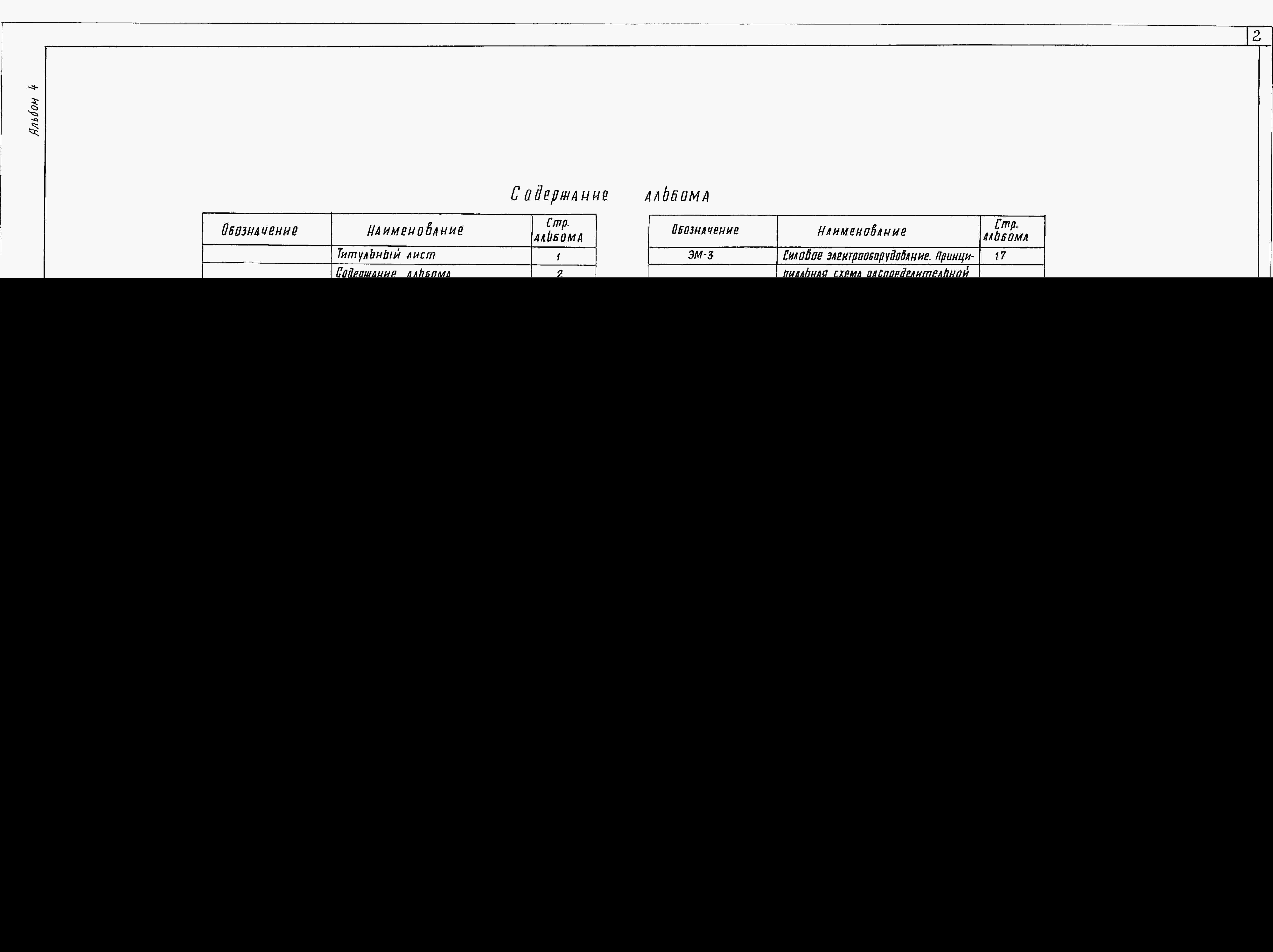 Состав фльбома. Типовой проект A-II,III,IV-60-443.89Альбом 4 Отопление и вентиляция. Внутренний водопровод и канализация. Электроснабжение. Силовое электрооборудование. Связь и сигнализация       