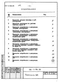 Состав альбома. Типовой проект 416-1-150.84Альбом 7 Ведомости потребности в материалах