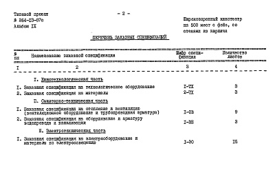 Состав альбома. Типовой проект 264-13-87сАльбом 9 Заказные спецификации