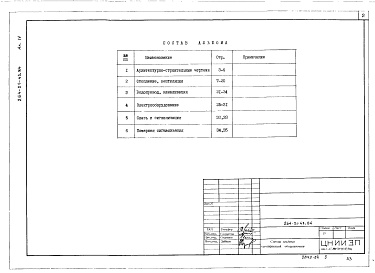 Состав альбома. Типовой проект 264-21-43.84Альбом 4 Спецификации оборудования