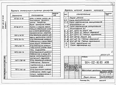 Состав альбома. Типовой проект 904-02-16.85Альбом 5 Кондиционер прямоточный с двумя секциями воздухонагревателя первого подогрева и тремя доводчиками. Электрическая система регулирования (КТЦ2-10...КТЦ2-250)