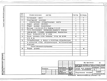 Состав альбома. Типовой проект 199-000-218.83Альбом 1 Архитектурно-строительная часть, электрооборудование