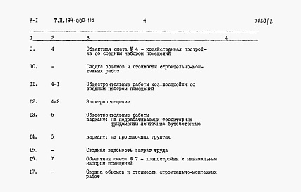 Состав альбома. Типовой проект 194-000-116Альбом 2 Сметы