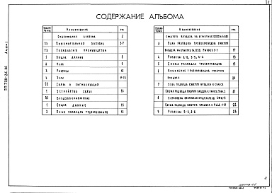 Состав альбома. Типовой проект 708-26.86Альбом 1 Пояснительная записка. Технология производства. Воздухоснабжение. СС