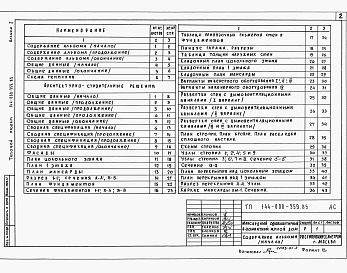 Состав альбома. Типовой проект 144-000-359.85Альбом 1 Архитектурно-строительные решения: отопление и вентиляция, внутренние водопровод и канализация, газоснабжение, электроснабжение, связь