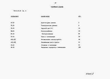 Состав альбома. Типовой проект 709-4-19.91Альбом 4 Спецификация оборудования.      