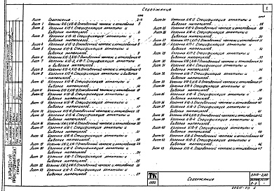 Состав альбома. Серия 3.015-2/82 УнифицированныеВыпуск 2-3 Сборные железобетонные колоны для эстакад типов IVк ; Vк ; IVж ; Vж. Рабочие чертежи