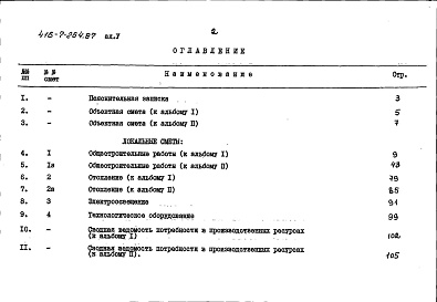Состав альбома. Типовой проект 416-7-264.87Альбом 5 Сметы