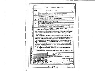 Состав альбома. Типовой проект 501-5-72.86Альбом 8 Проектная документация по переводу помещений подвального этажа дома связи на режим убежища