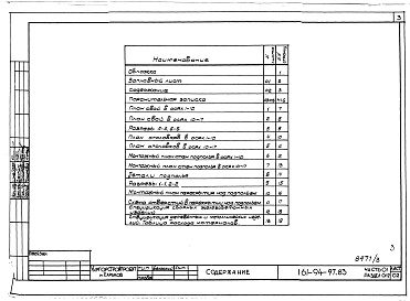 Состав альбома. Типовой проект 161-94-97.83Альбом 3 Часть 01 Архитектурно-строительные чертежи ниже отм.0.000  Раздел 01-2 Здание с подпольем Вариант безростверковых свайных фундаментов