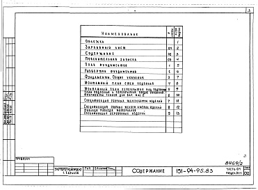 Состав альбома. Типовой проект 151-94-95.83Альбом 2 Часть 01 Архитектурно-строительные чертежи ниже отм.0.000 Раздел 01-1 Здание с подпольем