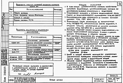 Состав альбома. Типовой проект 87-0102п/2Альбом 2 Часть 1-1,2-1,3-1,4-1,5-1,6-1 Архитектурно-строительные чертежи, отопление и вентиляция, водоснабжение и канализация, газоснабжение, электрооборудование, связь и сигнализация выше отм.0.000