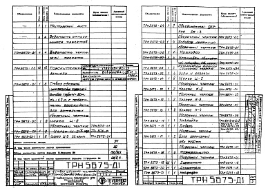 Состав альбома. Типовой проект 907-2-135сАльбом 1 Рабочие чертежи ствола №ТРН5675