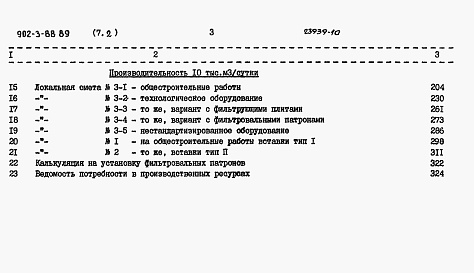 Состав альбома. Типовой проект 902-3-88.89Альбом 7 Сметы Книга 2 Вариант без первичного отстаивания Часть 1, 2  