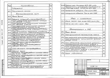 Состав альбома. Типовой проект 901-3-141Альбом 3 Электротехническая часть.Связь и сигнализация.