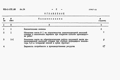 Состав альбома. Типовой проект 902-1-151.88Альбом 14 Сметы. Подземная часть