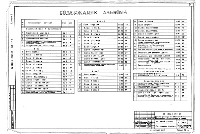 Состав альбома. Типовой проект 252-1-79Альбом 5 Сантехнические чертежи: водопровод и канализация, холодоснабжение