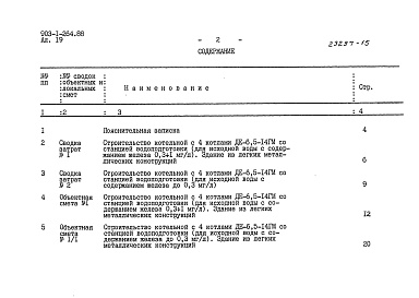 Состав альбома. Типовой проект 903-1-264.88Альбом 19  Сметы. Сводки затрат. Объектные сметы 