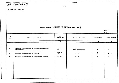 Состав альбома. Типовой проект 406-9-208Альбом 4 Часть 1 Заказные спецификации Н6539