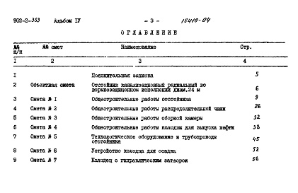 Состав альбома. Типовой проект 902-2-353Альбом 4 Сметы