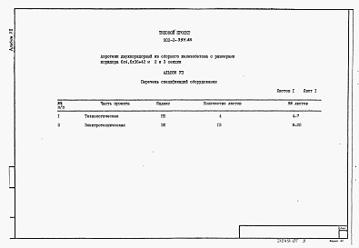 Состав альбома. Типовой проект 902-2-394.86Альбом 7 Спецификации оборудования     