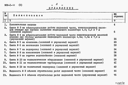 Состав альбома. Типовой проект 902-1-41Альбом 10 Сметы. Надземная часть (основной и упрощенный варианты) 