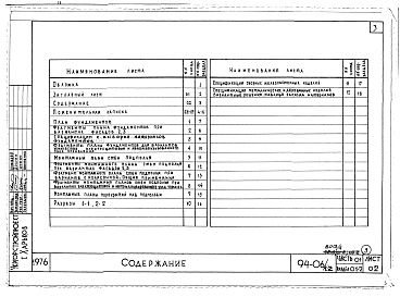Состав альбома. Типовой проект 94-06/1.2Альбом 4 Часть 01 Аръхитектурно-строительные чертежи ниже отм.0.000 Раздел 01-2 Для строительства на просадочных грунтах