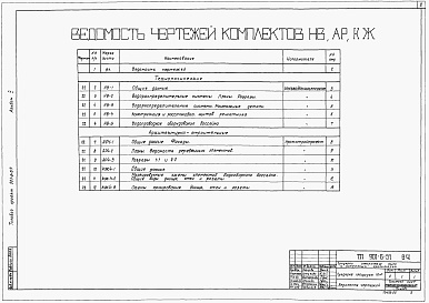Состав альбома. Типовой проект 901-6-57Альбом 5 Градирня площадью 16 м2