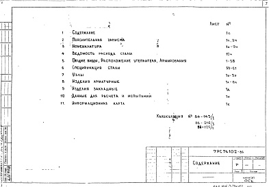 Состав альбома. Шифр 7РС 74102Альбом 1 Рабочие чертежи