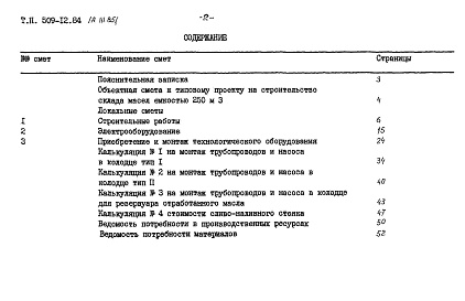 Состав альбома. Типовой проект 509-12.84Альбом 3.85 Сметы. Ведомости потребности в материалах