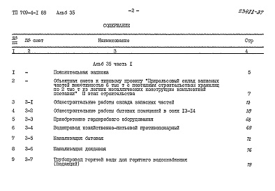 Состав альбома. Типовой проект 709-4-1.88Альбом 35 Сметы Часть 1,2