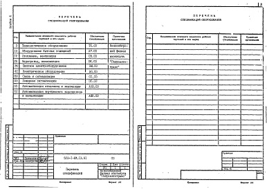 Состав альбома. Типовой проект 503-1-87.13.91Альбом 4 Спецификации оборудования     