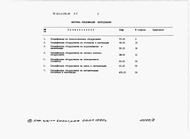 Состав альбома. Типовой проект 411-2-196.89Альбом 5  Спецификации оборудования.      
