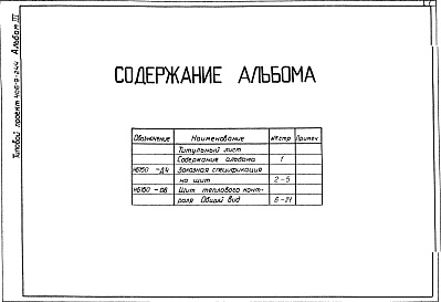 Состав альбома. Типовой проект 406-9-244Альбом 3 Тепловой контроль и автоматика. Чертежи задания заводу-изготовителю