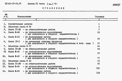 Состав альбома. Типовой проект 409-19-05.87Альбом 6  Сметы. Часть 1 книги 1, 2   Камеры типа 1. Вариант в монолитном керамзитобетоне. Вариант в сборном керамзитобетоне  