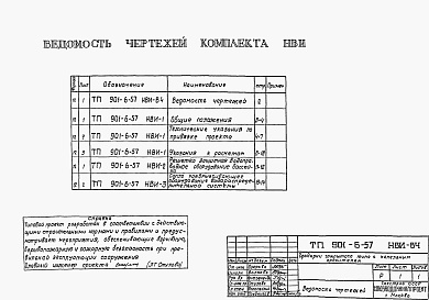 Состав альбома. Типовой проект 901-6-57Альбом 1 Общие указания, детали технологического оборудования