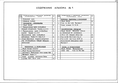 Состав альбома. Типовой проект 709-9-98.89Альбом 4 – Технология производства, отопление и вентиляция, внутренние 
водопровод и канализация, электрическое освещение, связь и сигнализация