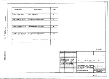 Состав альбома. Типовой проект 416-7-225с.85Альбом 3 Спецификации оборудования