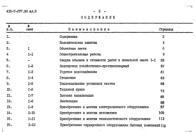 Состав альбома. Типовой проект 416-7-277.88Альбом 5 Сметная документация
