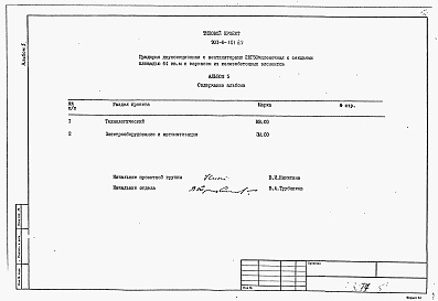 Состав альбома. Типовой проект 901-6-101.89Альбом 5 Спецификации оборудования