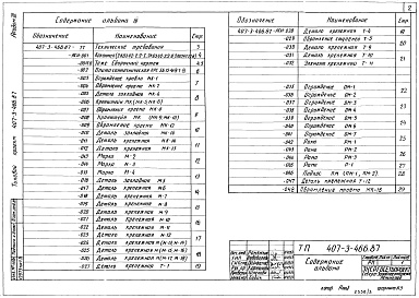 Состав альбома. Типовой проект 407-3-468.87Альбом 3 Строительные изделия (407-3-466.87)