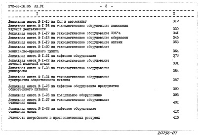 Состав альбома. Типовой проект 272-33-16.85Альбом 6 Сметы. Часть 1