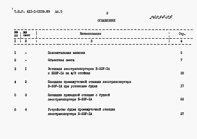 Состав альбома. Типовой проект 411-1-0159.89Альбом 5  Сметы. Часть 1. Лесотранспортер продольный одноцепной Б-22У-1А. Часть 2. Лесотранспортер сортировочный автоматизированный ЛТ-86А.     