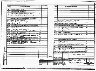 Состав альбома. Типовой проект 144-24-255.13.87Альбом 1 Архитектурно-строительная, санитарно-техническая и электротехническая части