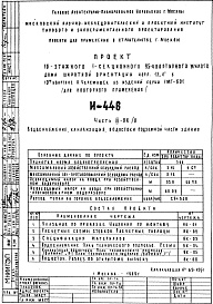 Состав альбома. Типовой проект И-446Часть 3-ВК/0 Водоснабжение, канализация и водостоки подземной части здания