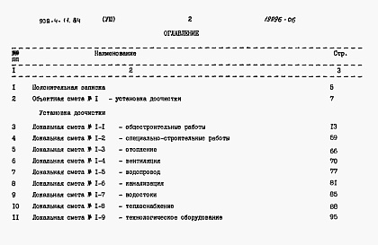 Состав альбома. Типовой проект 902-4-11.84Альбом 8 Сметы