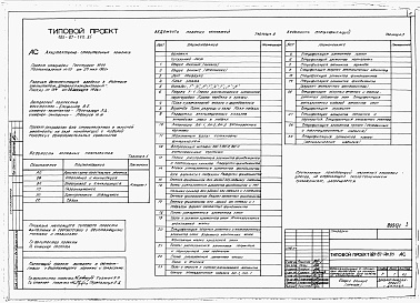 Состав альбома. Типовой проект 183-87-140.85Альбом 1 Архитектурно-строительные, санитарно-технические и электротехнические чертежи