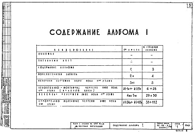 Состав альбома. Типовой проект 2С-06-11/69Альбом 1 Строительно-монтажные чертежи