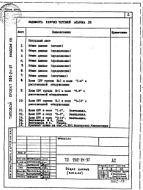 Состав альбома. Типовой проект 262-21-37Альбом 13 Проектная документация на перевод помещений стоянки автомобилей для использования под ПРУ